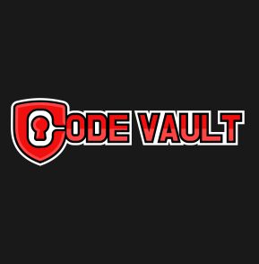 A black square with code vault written in red writing, wearegeeky.com the home of pay monthly web and graphic design.