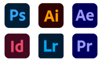 Set of adobe icons, photoshop, illustrator and lightroom, wearegeeky.com the home of pay monthly web and graphic design.