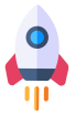 A rocket icon thats multi coloured and will shake when on web site, wearegeeky.com the home of pay monthly web and graphic design.