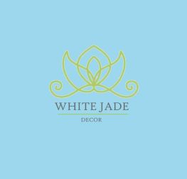 A light blue background with the words white jade decor on it. wearegeeky.com the home of pay monthly web and graphic design.